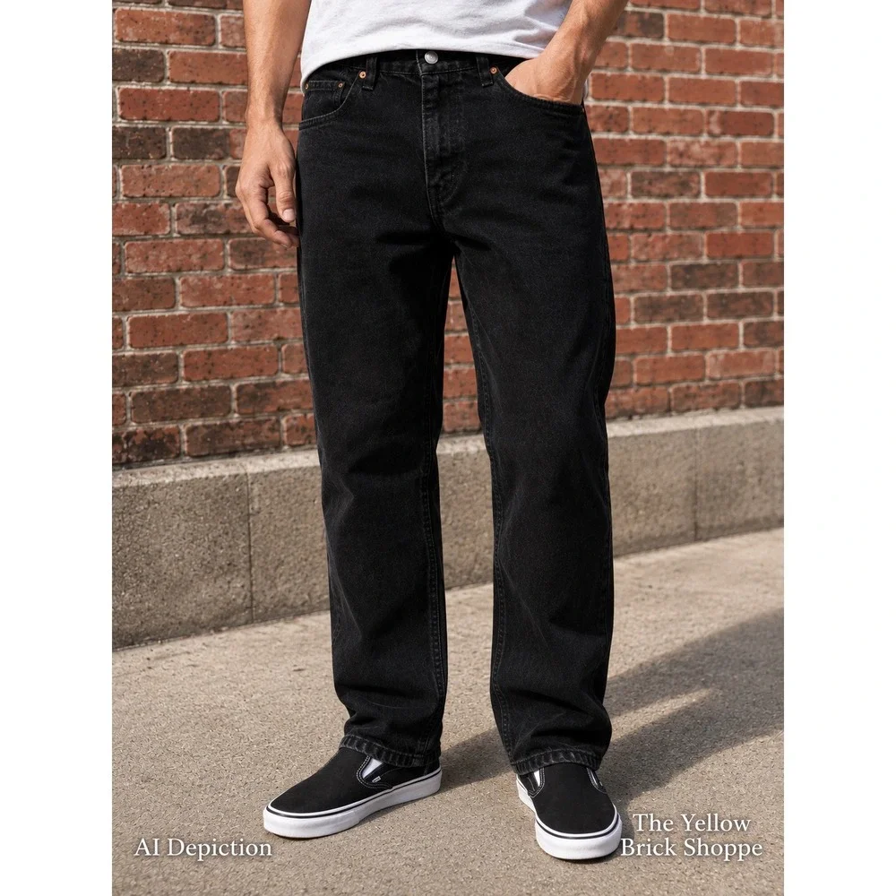 Levis 550 Relaxed Fit Black Denim Jeans Mens 33x32 Classic 5-Pocket